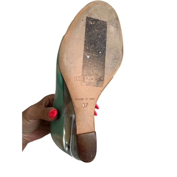 KENZO Blue Ombre Leather Lucite Wedges Size 7 / 37 - Picture 8 of 13